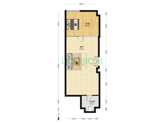 华侨广场大厦 1室1厅1卫 99平方