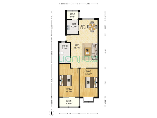 怡园小区（栖霞） 2室2厅1卫 87平方