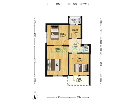 中原东路124号院 3室0厅1卫 55平方