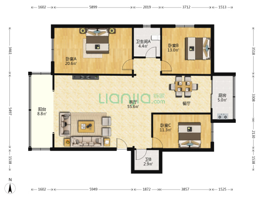 教育厅家属院（黄河沿） 3室1厅2卫 147平方