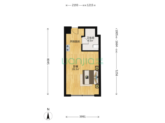 金隅观澜商业中心 1室0厅1卫 47平方