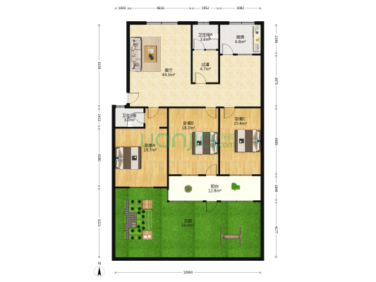 丁庄乡政府家属院 3室1厅2卫 144平方
