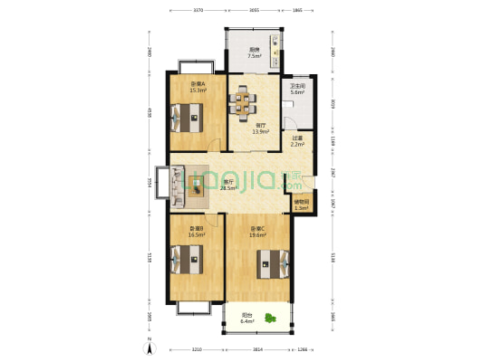 千佛山东路9 3室2厅1卫 141平方