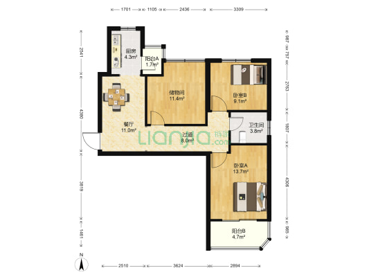 金桥澎湖湾 2室1厅1卫 86平方