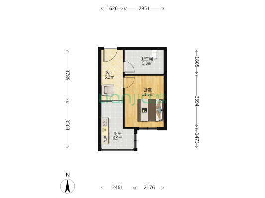 沈铁-十二路小区 1室1厅1卫 38平方