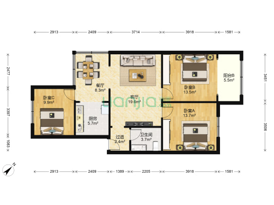 建新巷20号 3室2厅1卫 94平方