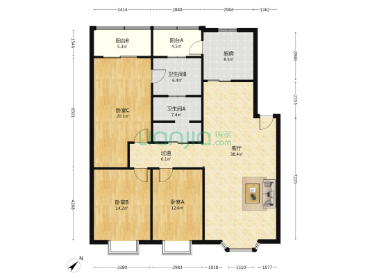 卫生执法大队 3室1厅2卫 138平方