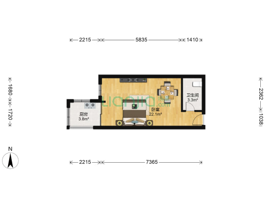 兴隆枫丹白鹭城市花园白鹭洲 1室0厅1卫 37平方