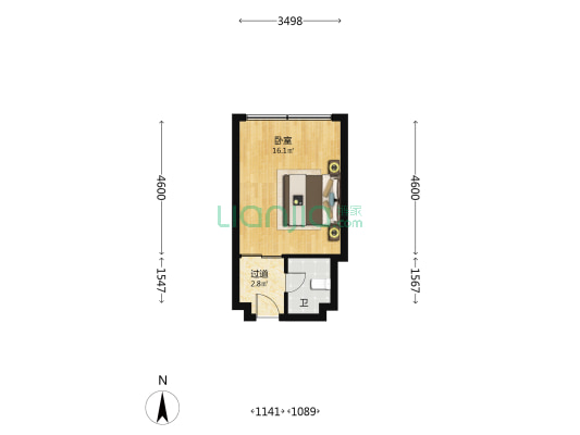 圣凯国际 1室0厅1卫 33平方