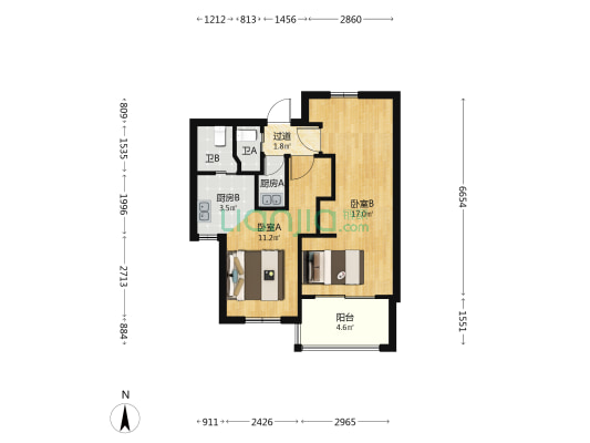 三堡家园南区 2室0厅2卫 62平方