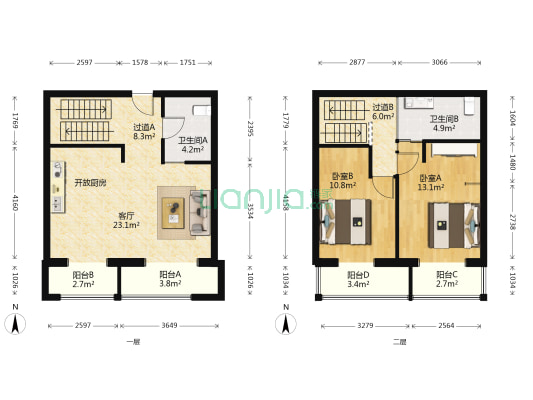 利锦府 2室1厅2卫 111平方