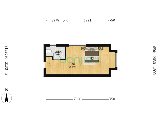 恒达金汇广场金郡 1室0厅1卫 43平方