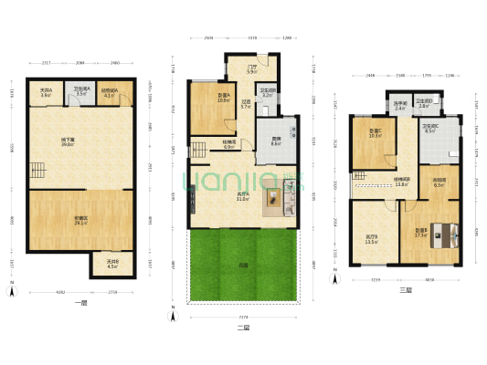 华府天地愉园 3室2厅5卫 194平方