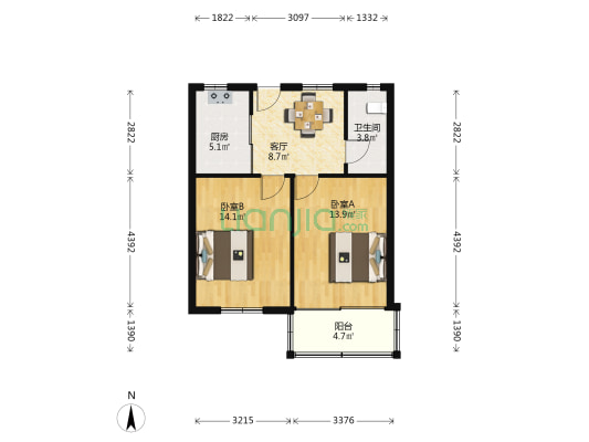 正兴堂弄 2室1厅1卫 60平方