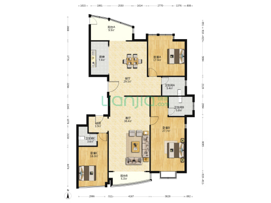 伴景湾家园 3室2厅3卫 219平方