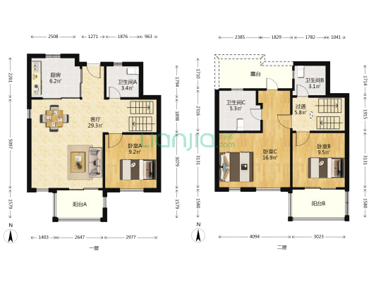保利建工西郊锦庐 3室1厅3卫 114平方