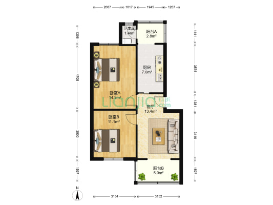 秀苑东路15号 2室1厅1卫 61平方