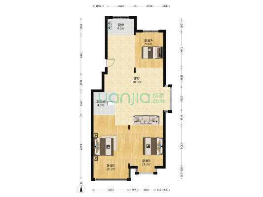 金和小区 3室1厅1卫 120平方