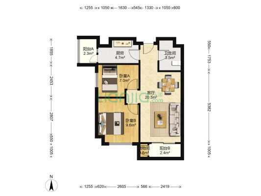 益州国际 2室1厅1卫 71平方