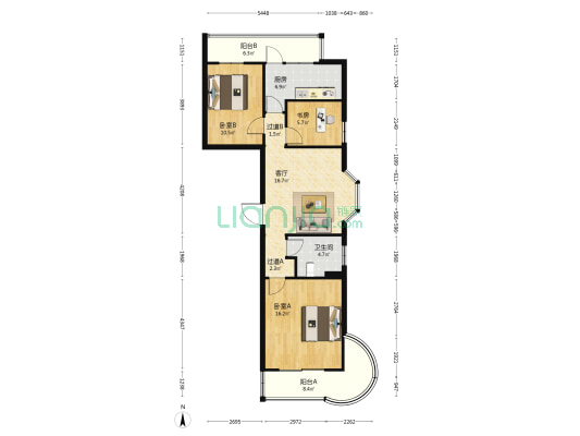 日月花园 3室1厅1卫 93平方