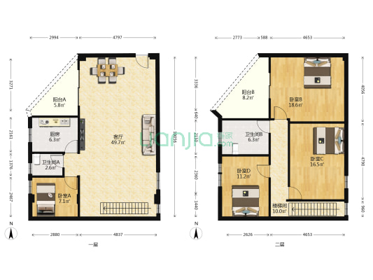 国信楼 4室1厅2卫 186平方