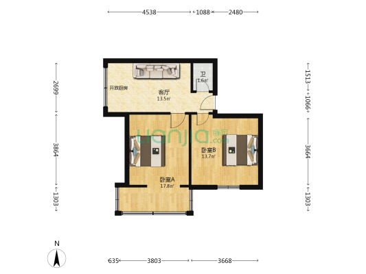 雨花村 2室1厅1卫 60平方