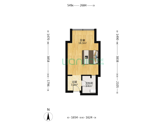 宝发胜意酒店 1室0厅1卫 42平方