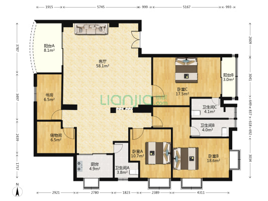 怡兴楼 4室1厅3卫 180平方