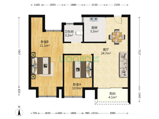 中天·江上明月 2室1厅1卫 89平方