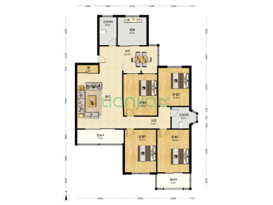 佳苑西区 4室2厅2卫 174平方