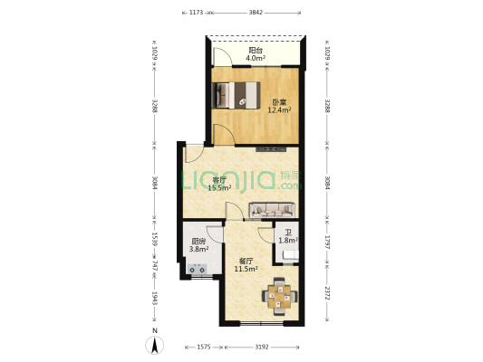 张纲路186号 1室2厅1卫 52平方