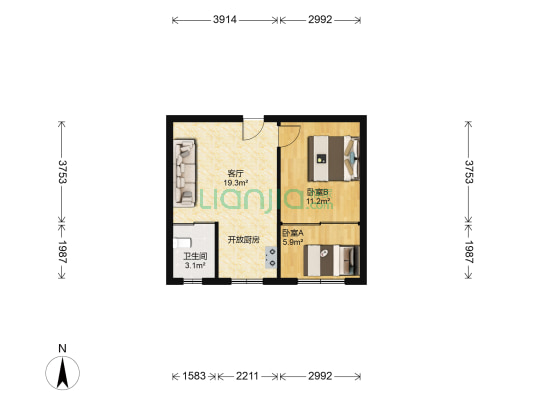 安顺小区 2室1厅1卫 59平方