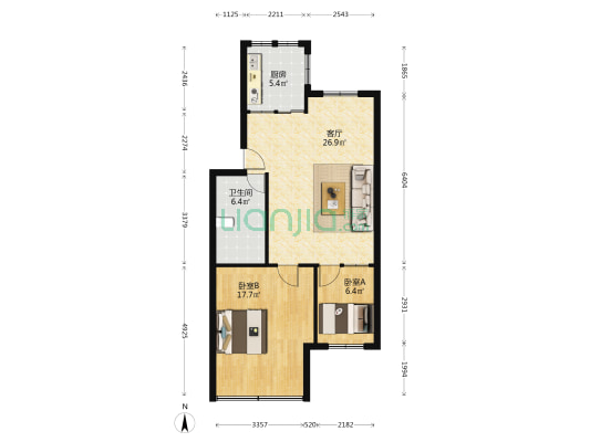 公路小区 2室1厅1卫 74平方