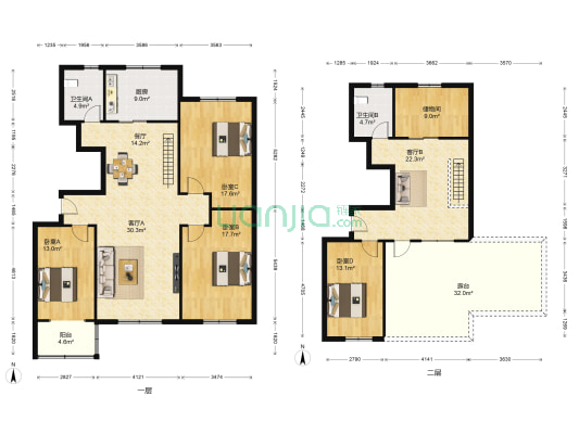 上城名府 4室3厅2卫 214平方