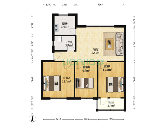 党校家属院（青年西路） 3室1厅1卫 85平方
