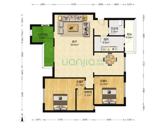 凤凰湖国际社区 2室1厅1卫 120平方