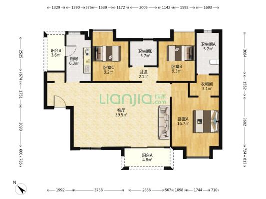 永实·御湖尚城 3室1厅2卫 127平方