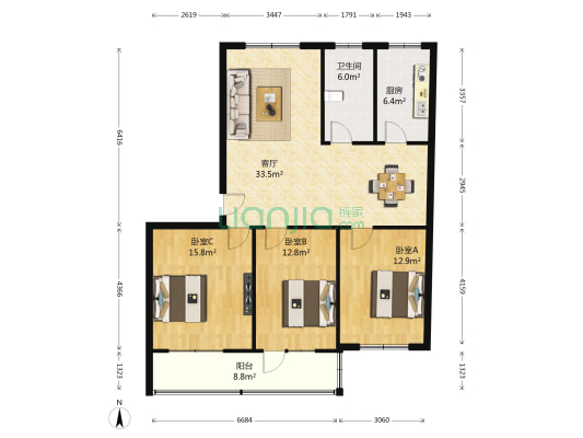 市纪委家属院 3室1厅1卫 119平方