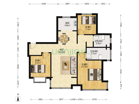 海信翰墨府 3室1厅2卫 117平方