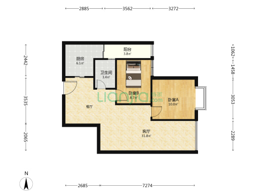 万裕君悦兰庭 2室1厅1卫 78平方