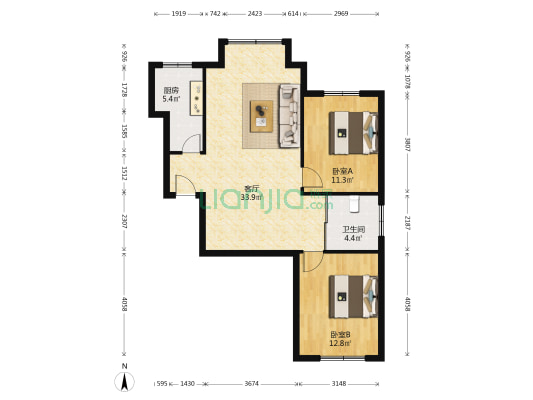 华南公馆 2室1厅1卫 99平方