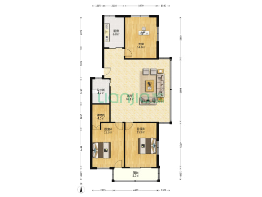 万顺大厦 3室1厅1卫 143平方