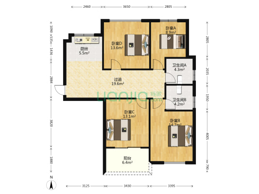 锦中嘉苑 4室0厅2卫 121平方