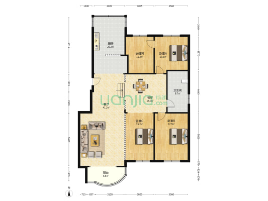 万科紫金苑 3室2厅1卫 247平方
