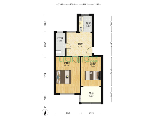 青年西路 2室1厅1卫 56平方