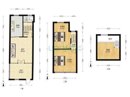 庙弄 2室1厅1卫 65平方