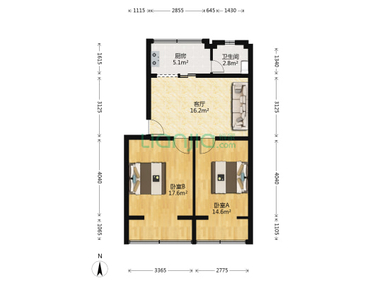 宁江厂家属区 2室1厅1卫 66平方