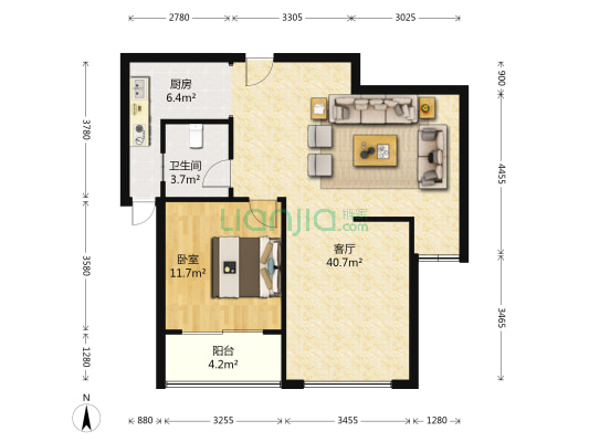 晓庄国际广场 1室1厅1卫 87平方