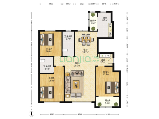 泰和雅苑 3室2厅2卫 144平方