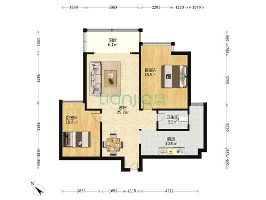印象米兰 2室1厅1卫 91平方